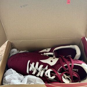 Saucony Maroon and White Sneakers